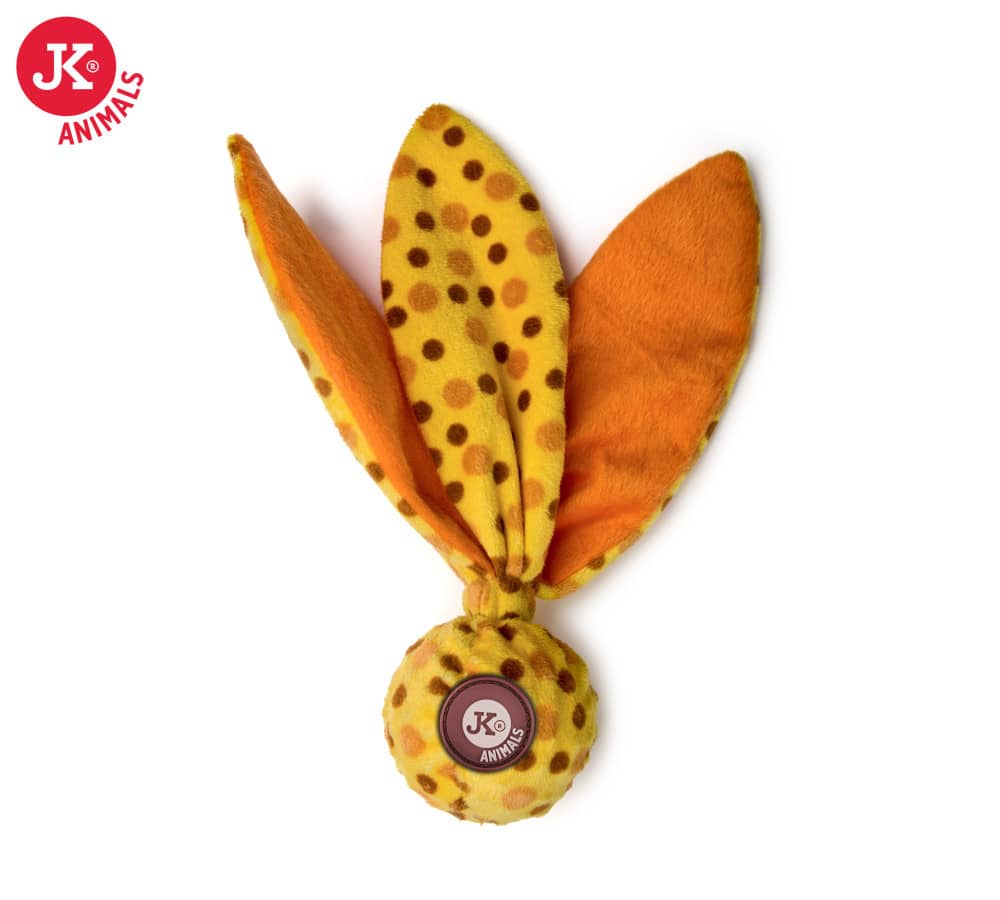 JK suņu rotaļlieta TPR bumba ar plīša pārklājumu ORANGE 25cm